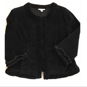 Dress Barn Ruffle Trim Black Blazer   Large